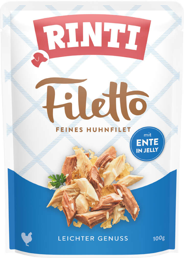 RINTI Hunde-Nassfutter Filetto Feines Huhnfilet mit Ente in Jelly